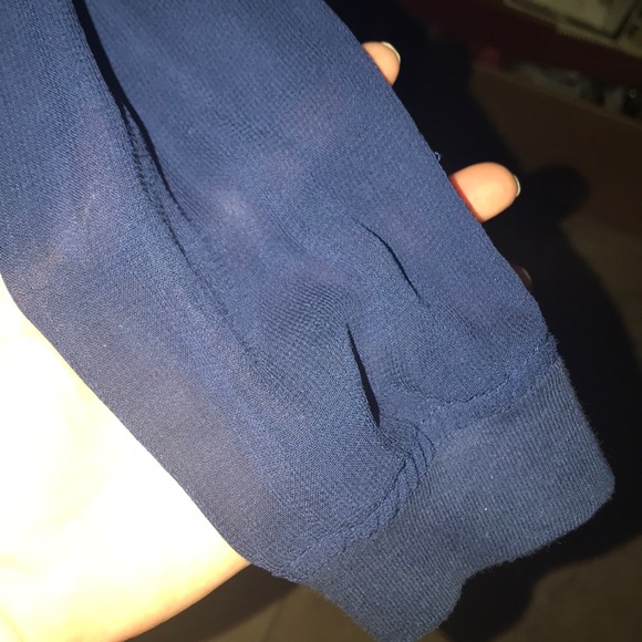ONE FINE DAVE NAVY SHEER BLOUSE - Picture 4 of 5